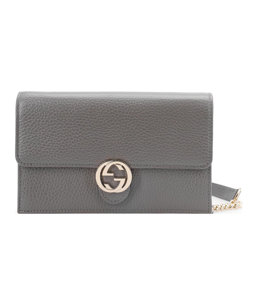 GUCCI Серая кожаная сумка через плечо, фото 1