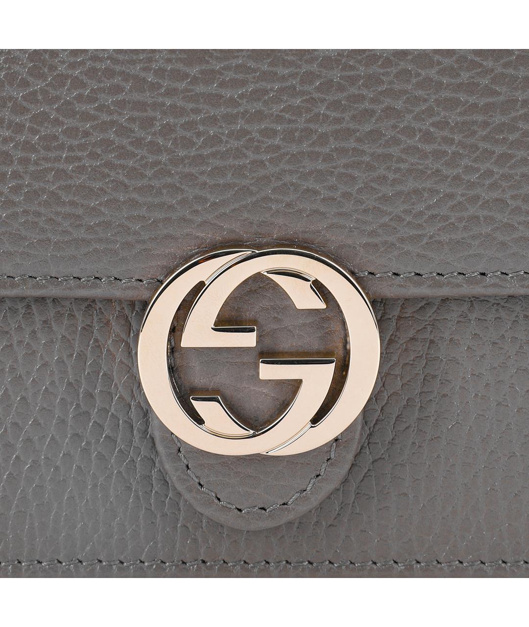 GUCCI Серая кожаная сумка через плечо, фото 5