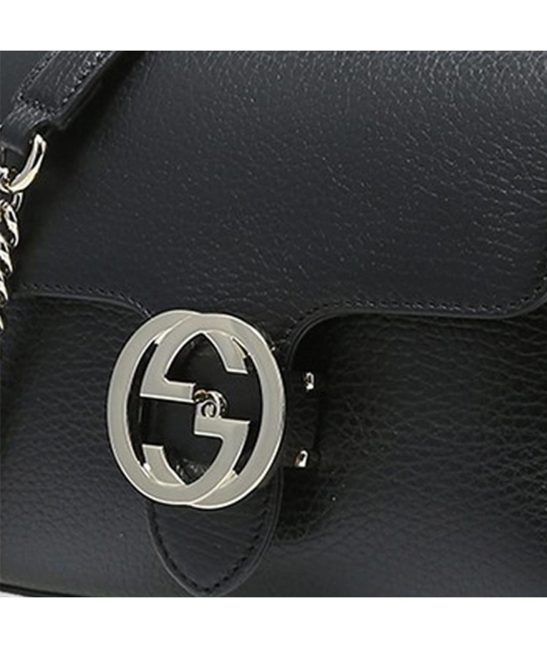GUCCI Черная кожаная сумка через плечо, фото 6
