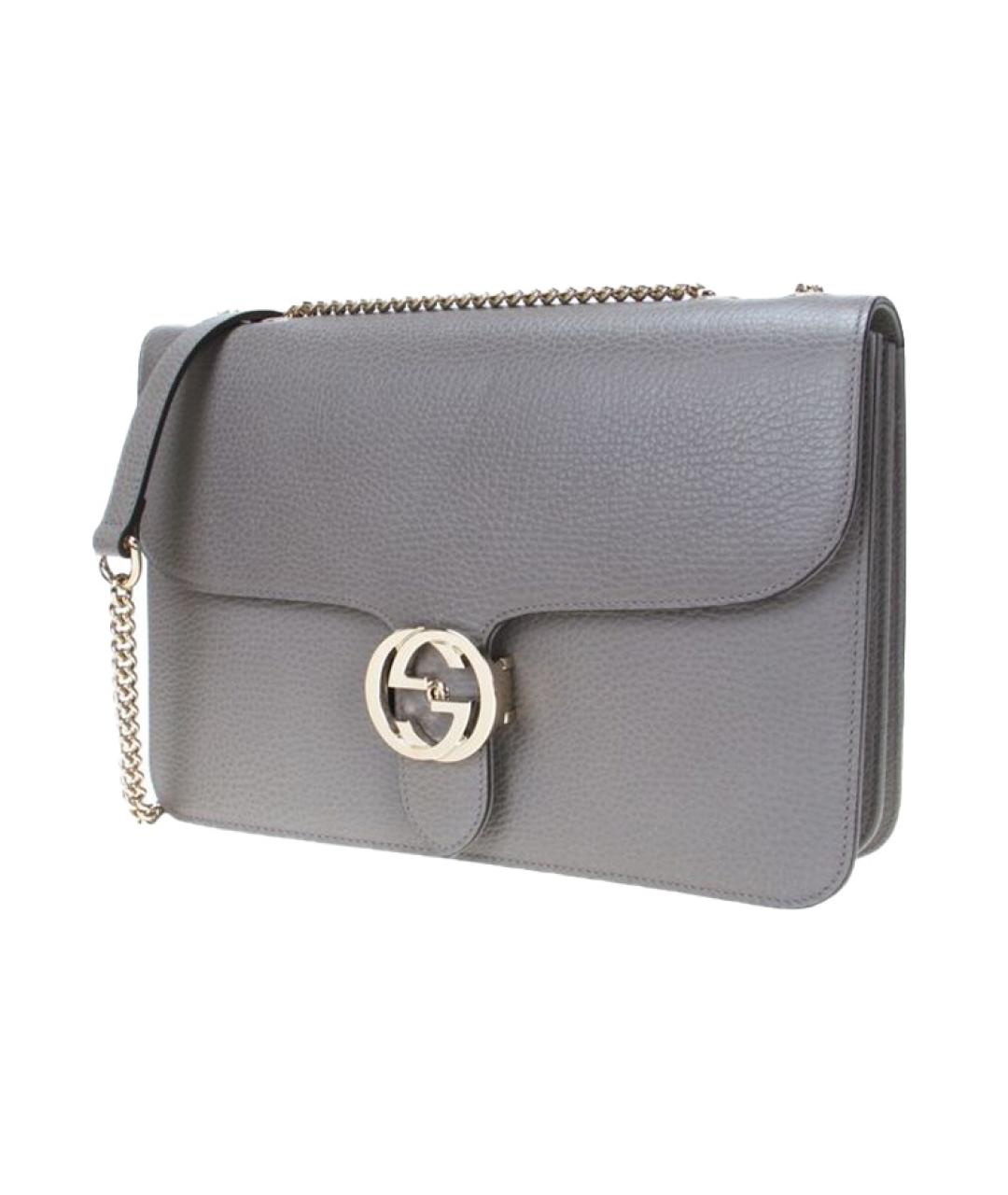 GUCCI Серая кожаная сумка через плечо, фото 2