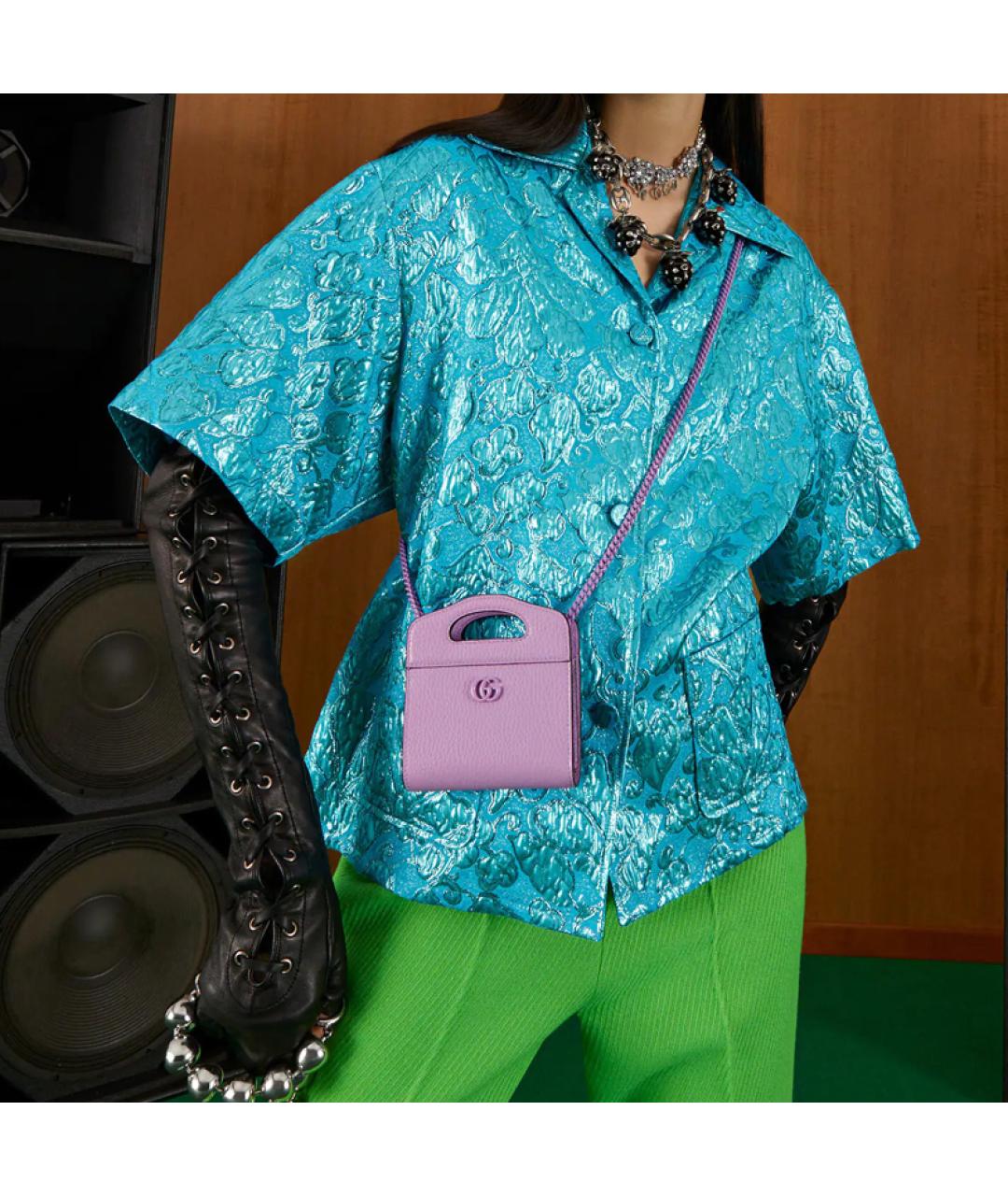 GUCCI Фиолетовая кожаная сумка через плечо, фото 8