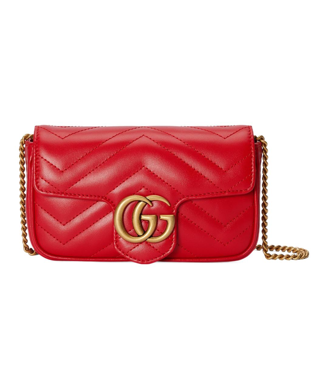 GUCCI Красная кожаная сумка через плечо, фото 1