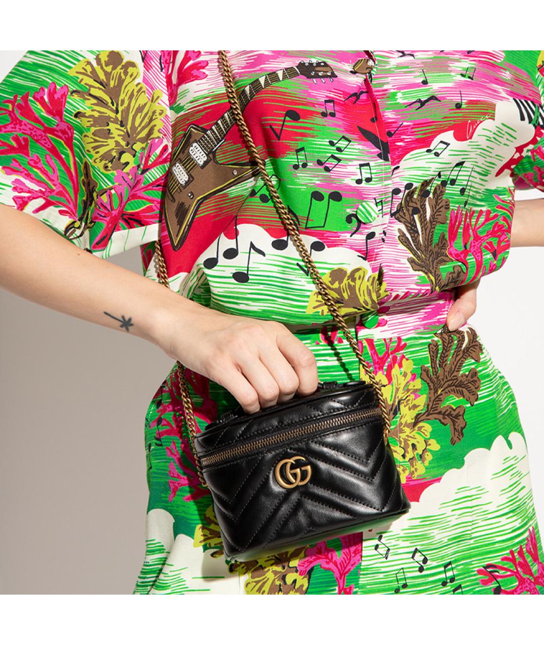 GUCCI Черная кожаная сумка через плечо, фото 6