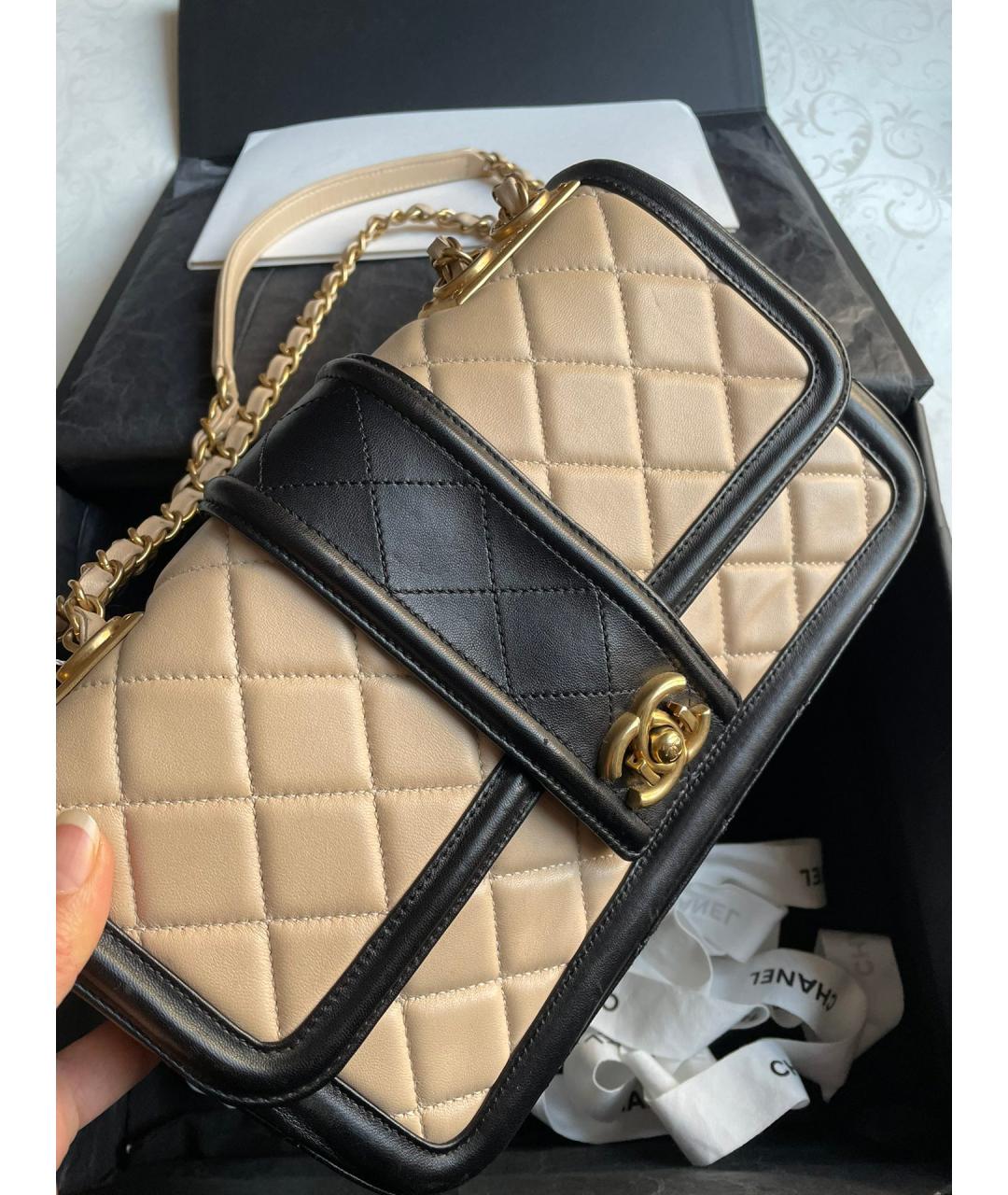 CHANEL Хаки кожаная сумка через плечо, фото 2