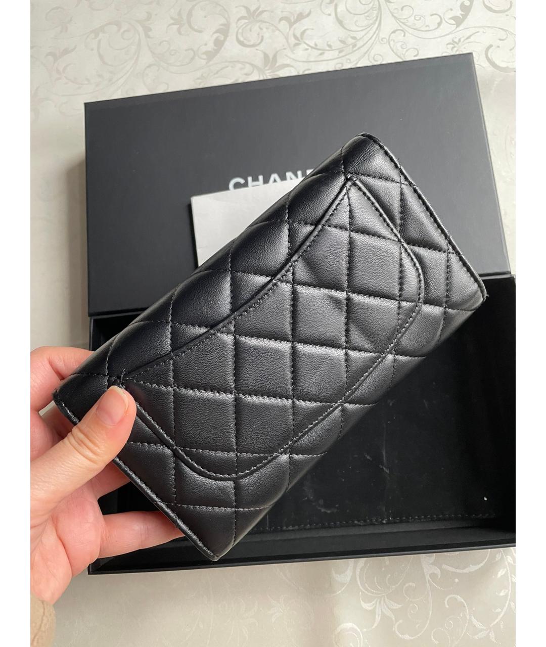 CHANEL Черный кожаный кошелек, фото 3