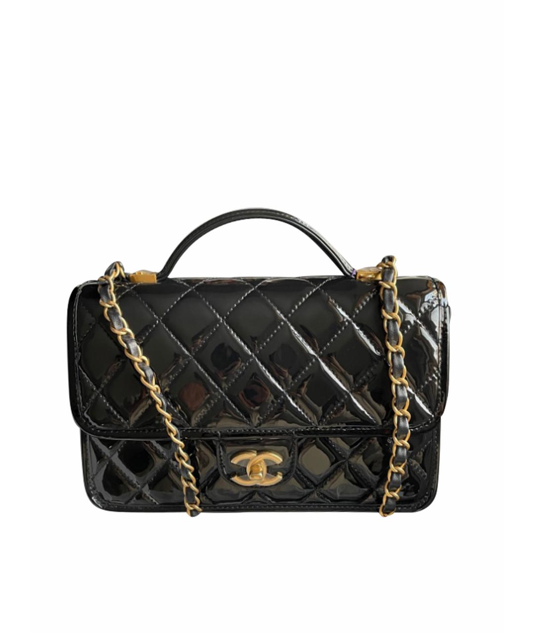 CHANEL Черная кожаная сумка с короткими ручками, фото 1