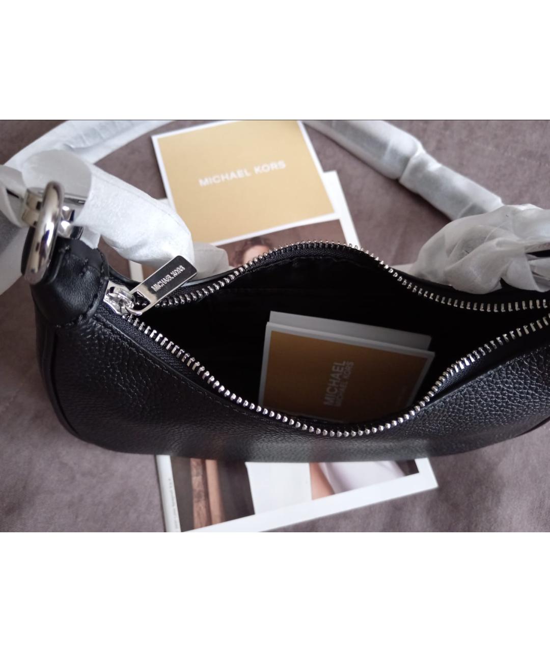 MICHAEL KORS Черная кожаная сумка через плечо, фото 3