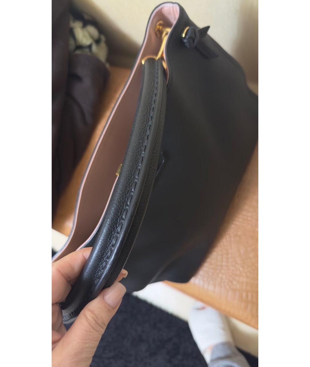 LOUIS VUITTON Черная кожаная сумка с короткими ручками, фото 8