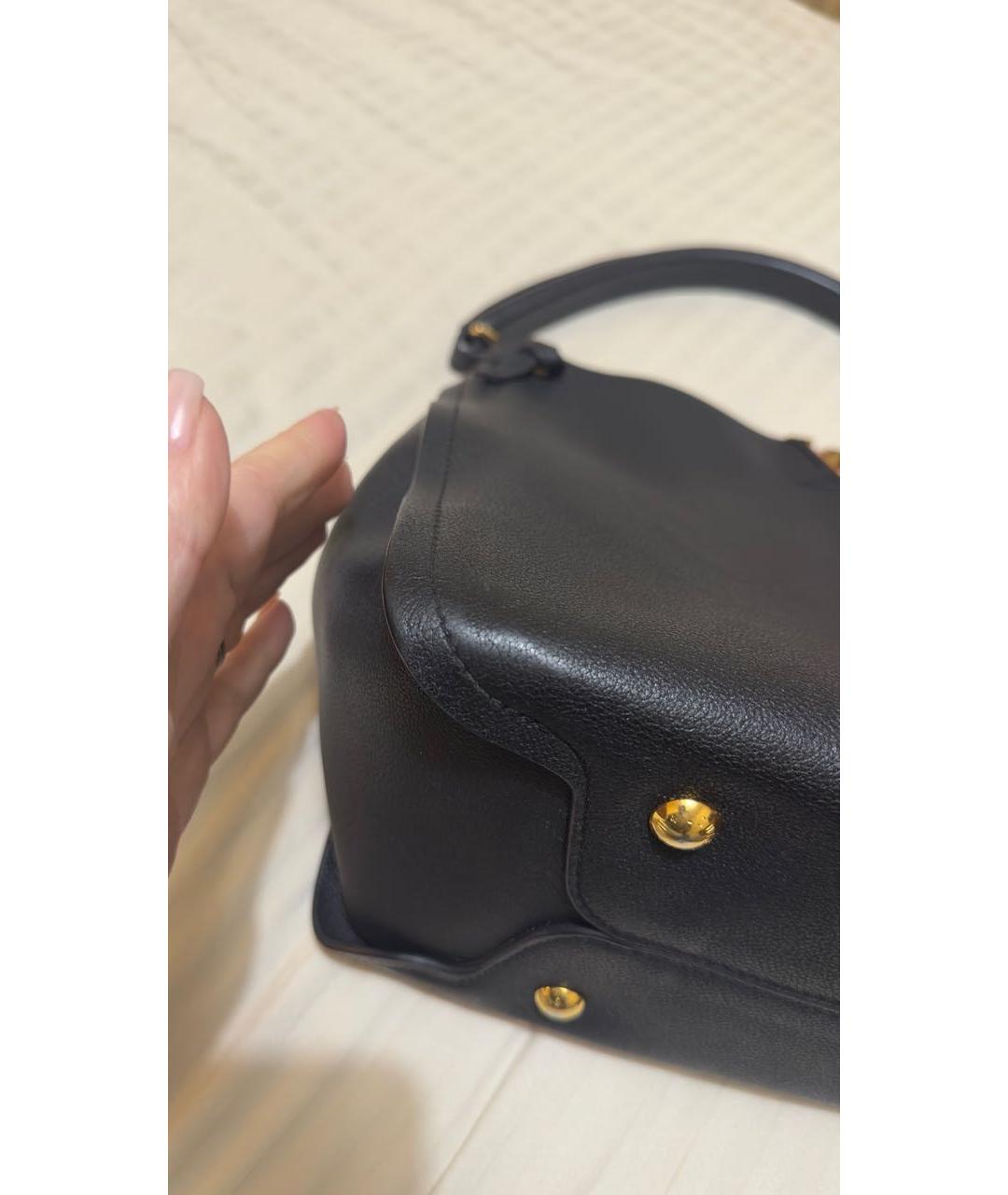 LOUIS VUITTON Черная кожаная сумка с короткими ручками, фото 6