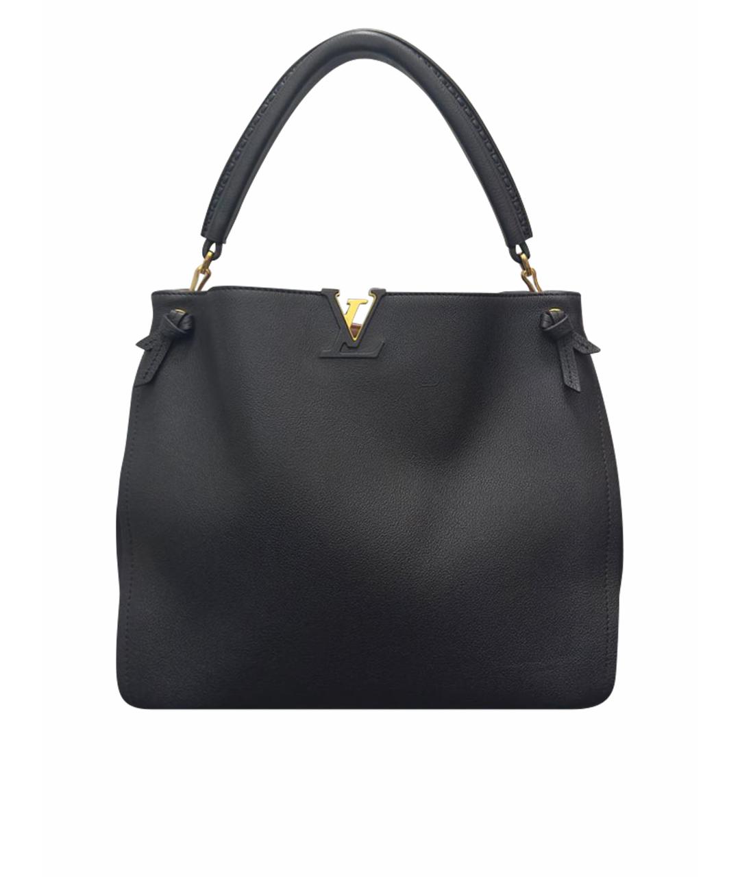 LOUIS VUITTON Черная кожаная сумка с короткими ручками, фото 1