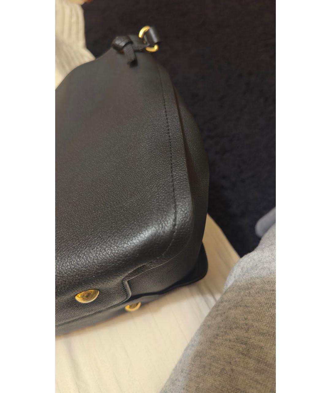 LOUIS VUITTON Черная кожаная сумка с короткими ручками, фото 5