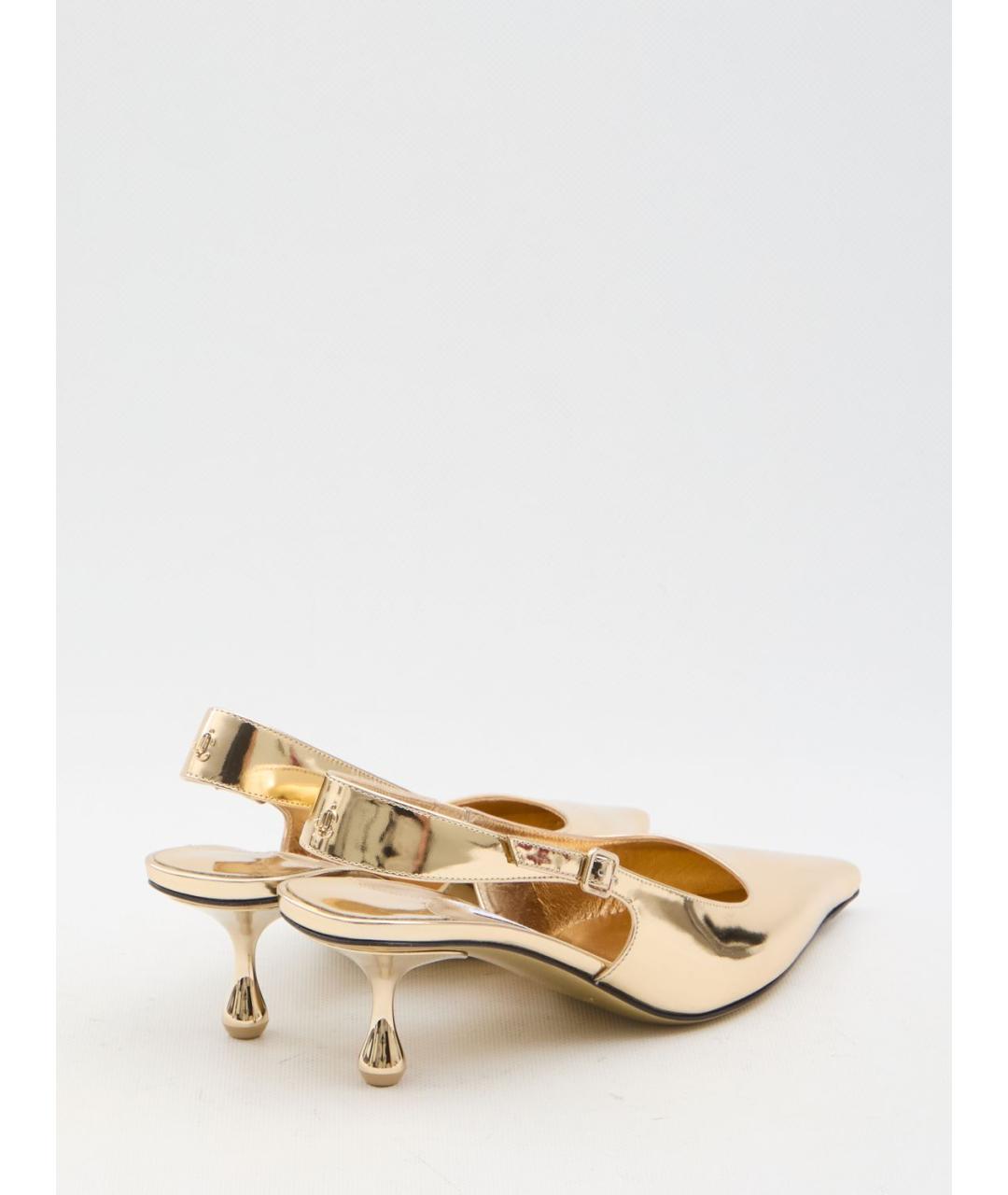 JIMMY CHOO Золотые кожаные туфли, фото 3