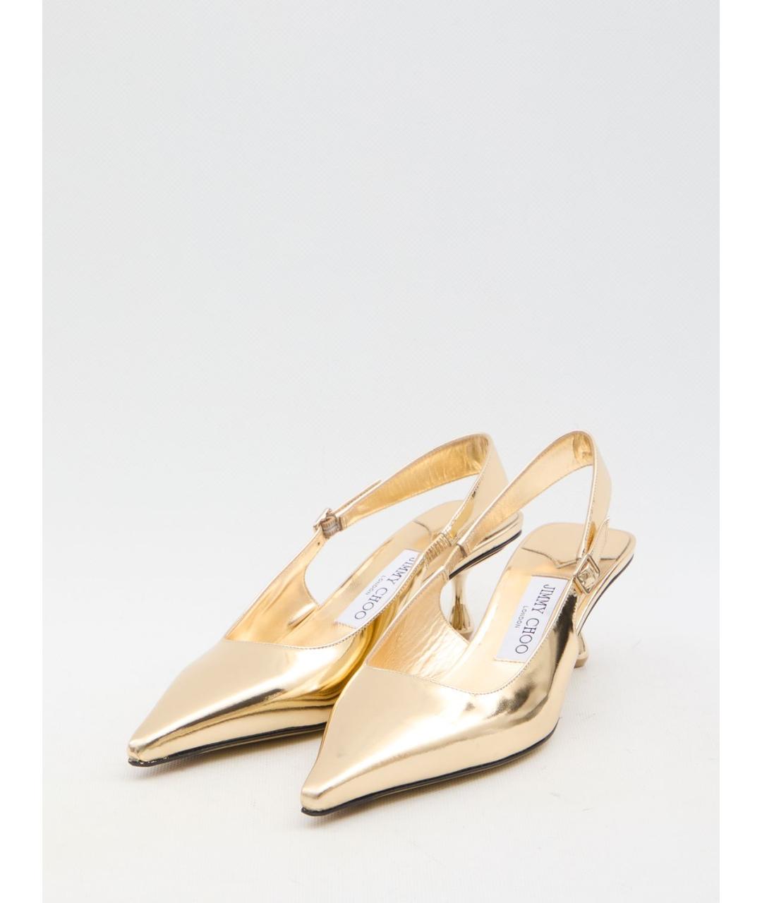 JIMMY CHOO Золотые кожаные туфли, фото 2