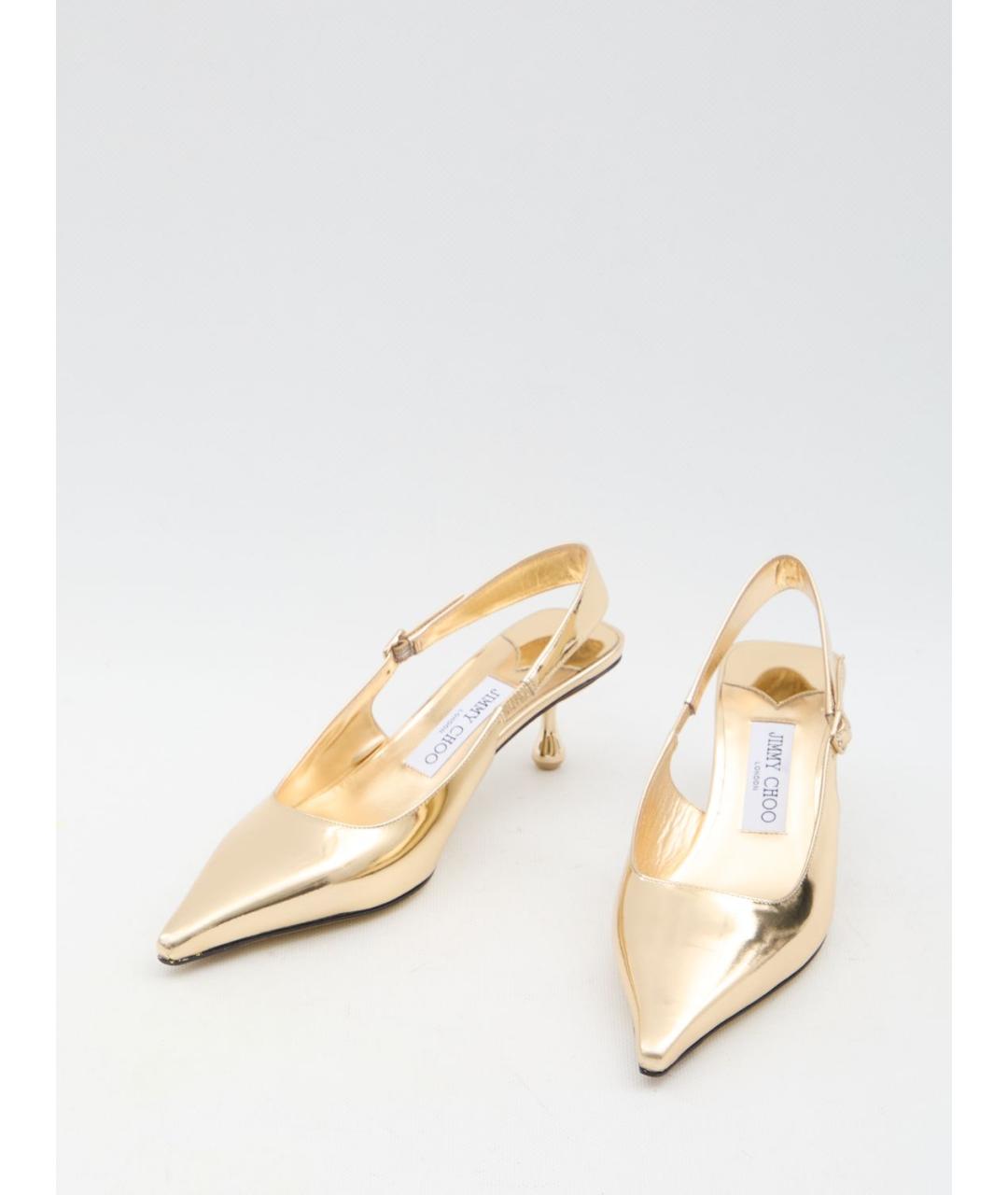 JIMMY CHOO Золотые кожаные туфли, фото 5