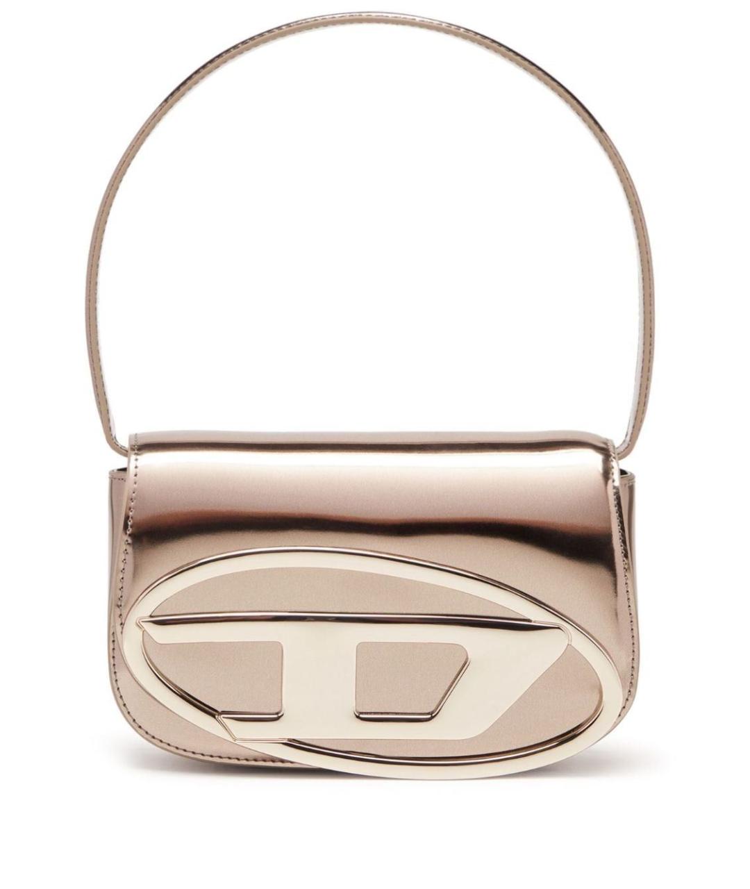 DIESEL Золотая кожаная сумка через плечо, фото 1