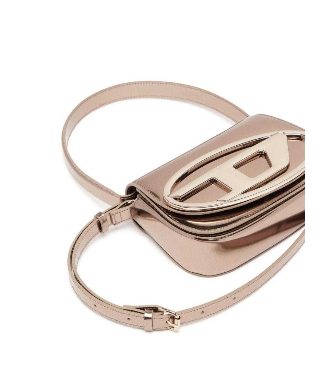 DIESEL Золотая кожаная сумка через плечо, фото 5