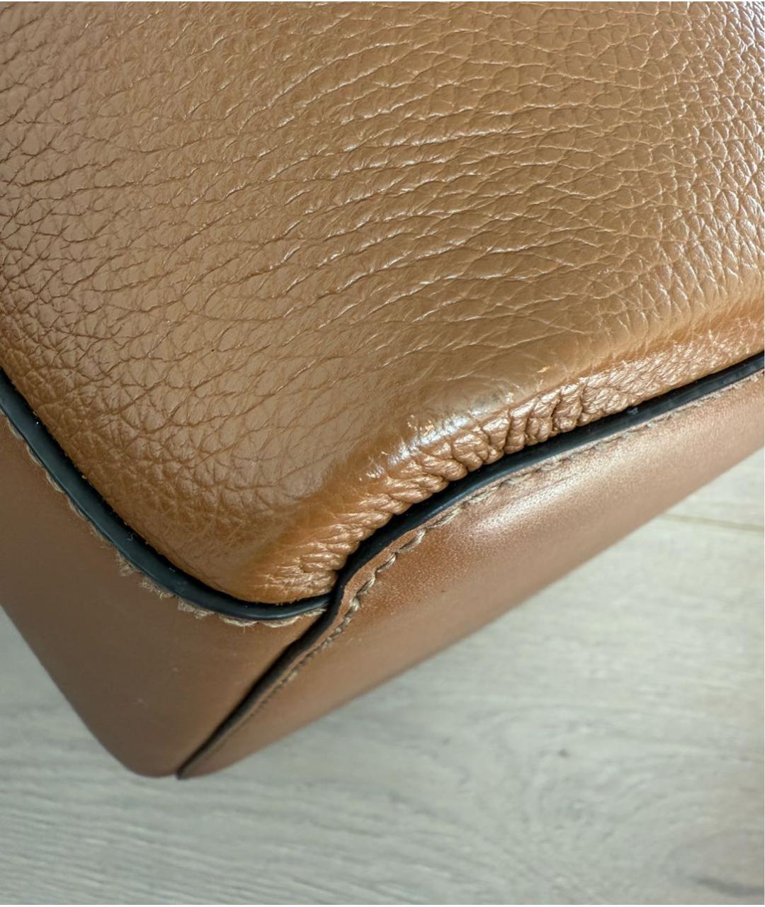 FURLA Коричневая кожаная сумка с короткими ручками, фото 5