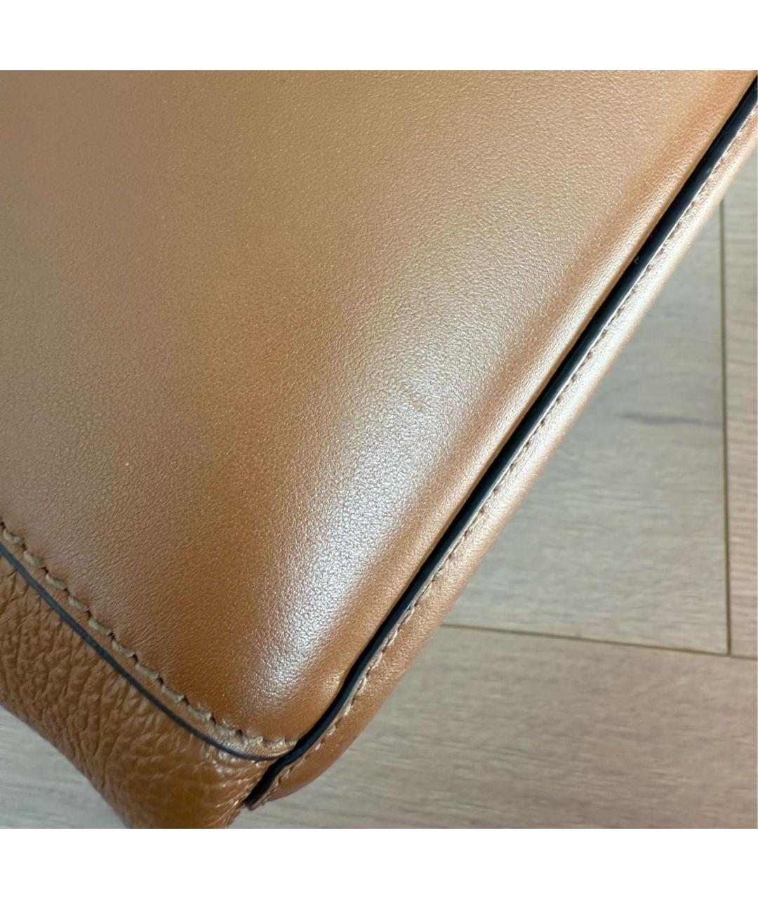 FURLA Коричневая кожаная сумка с короткими ручками, фото 6