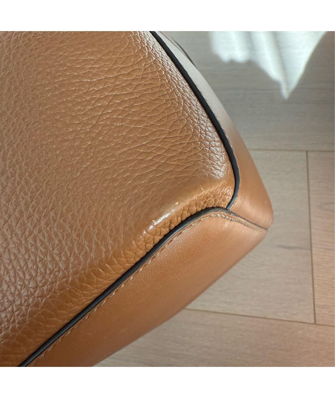 FURLA Коричневая кожаная сумка с короткими ручками, фото 7