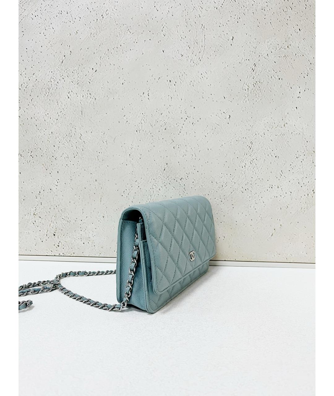 CHANEL Голубая кожаная сумка через плечо, фото 3