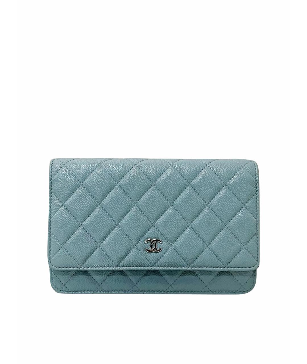 CHANEL Голубая кожаная сумка через плечо, фото 1