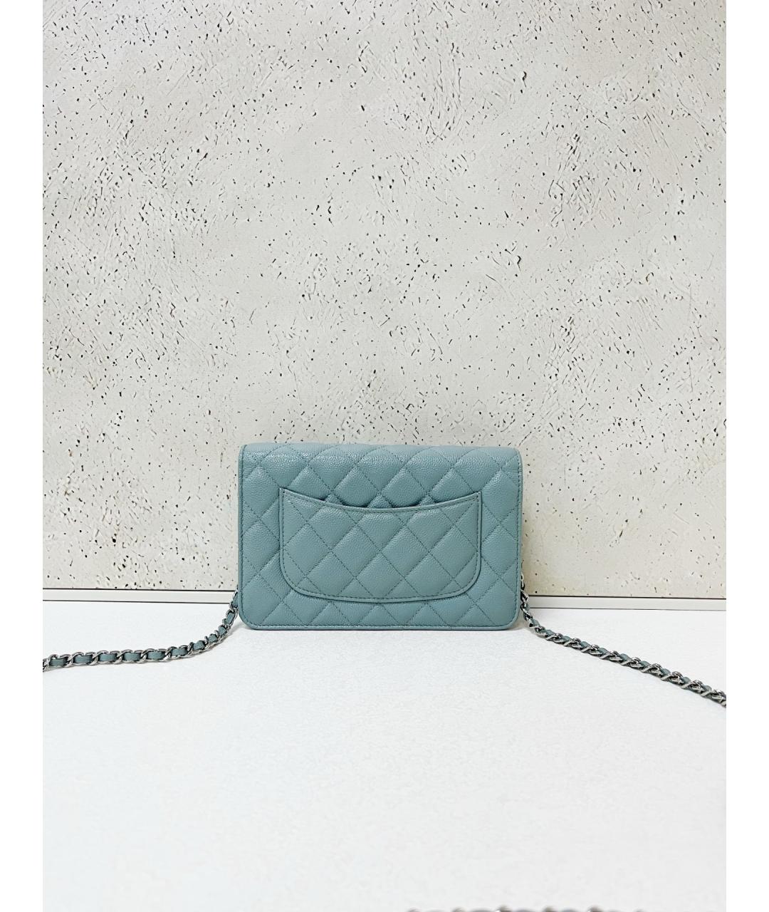 CHANEL Голубая кожаная сумка через плечо, фото 2