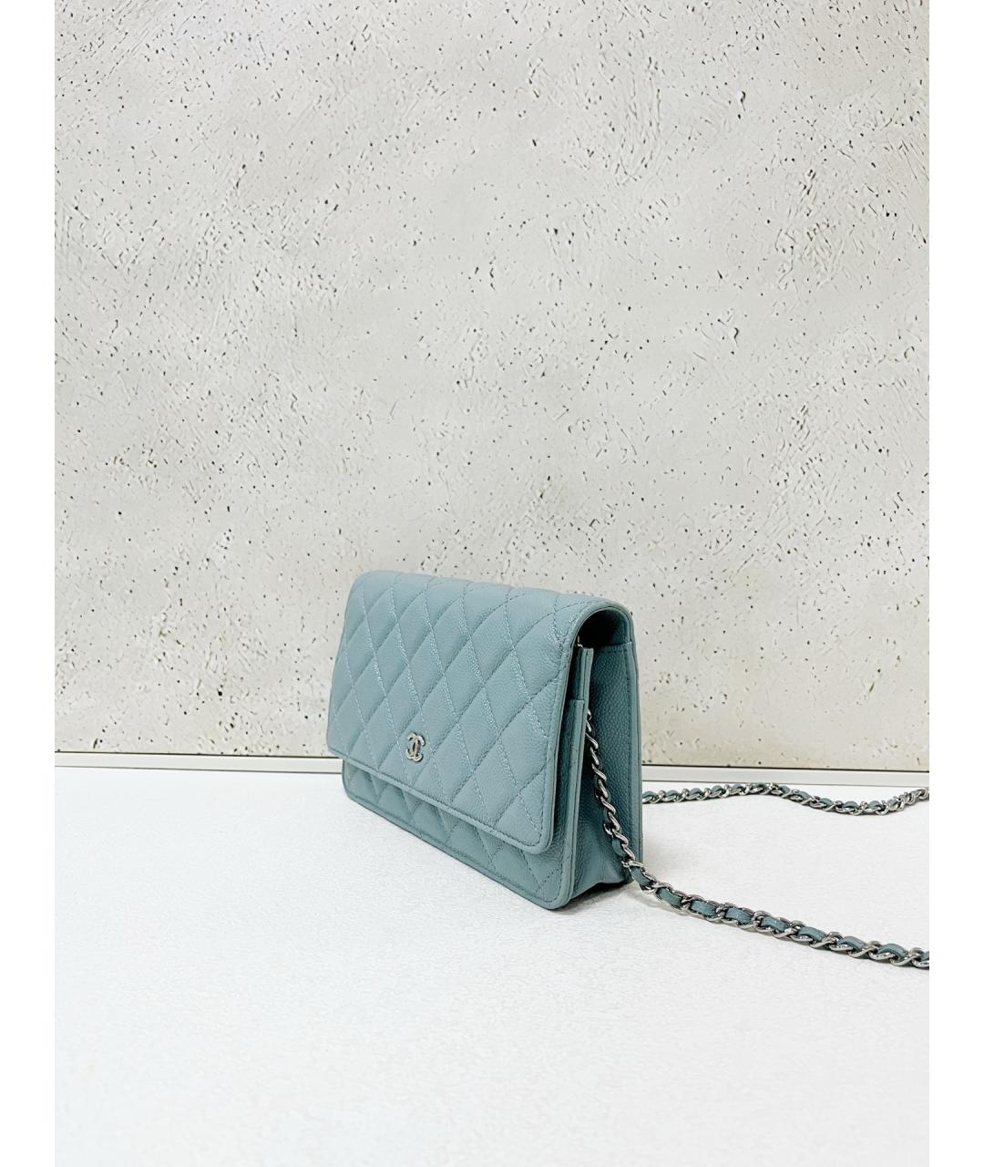 CHANEL Голубая кожаная сумка через плечо, фото 4
