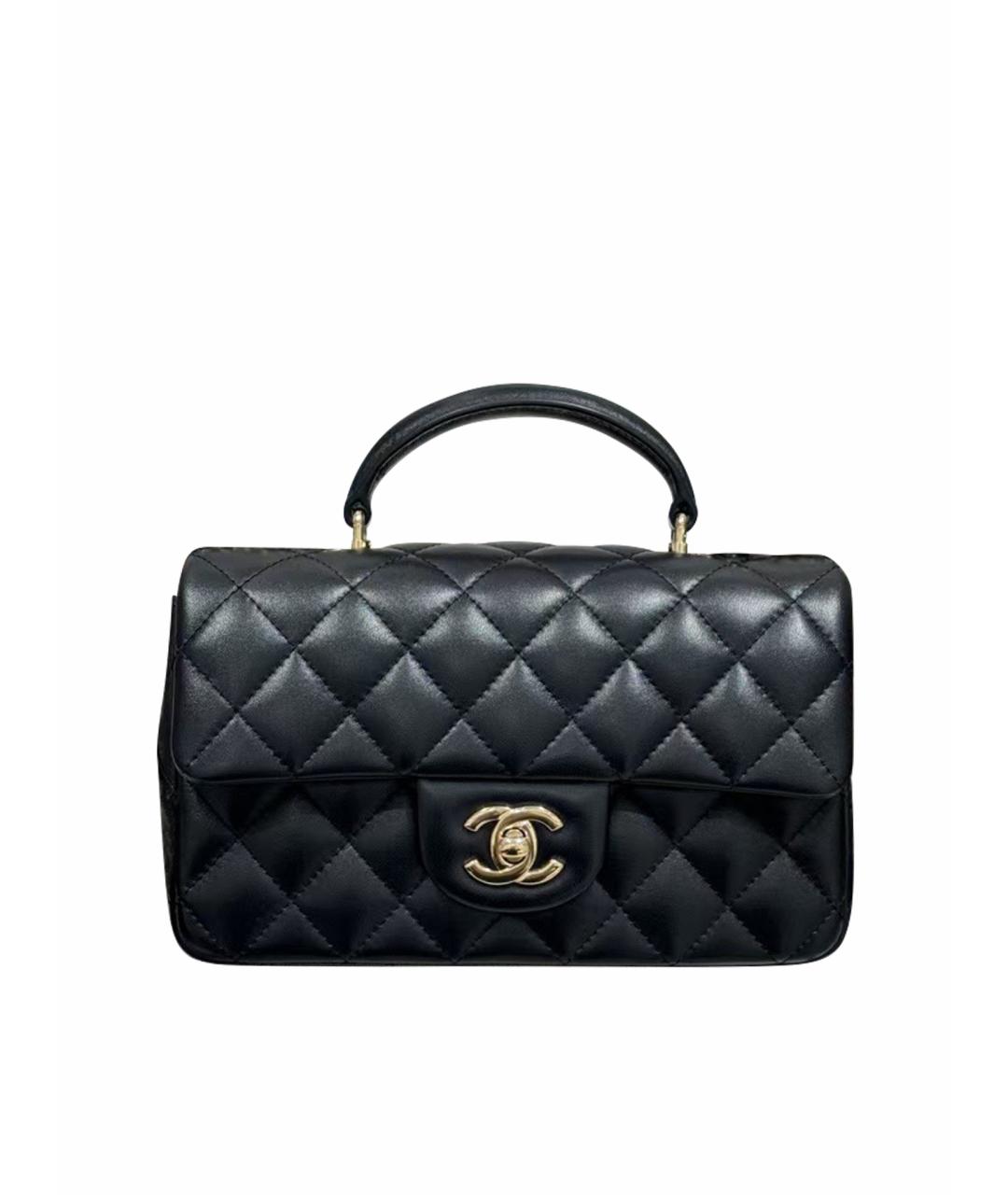 CHANEL Черная кожаная сумка с короткими ручками, фото 1