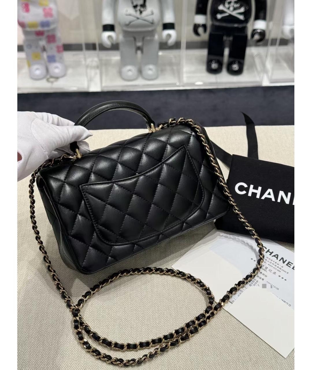 CHANEL Черная кожаная сумка с короткими ручками, фото 2