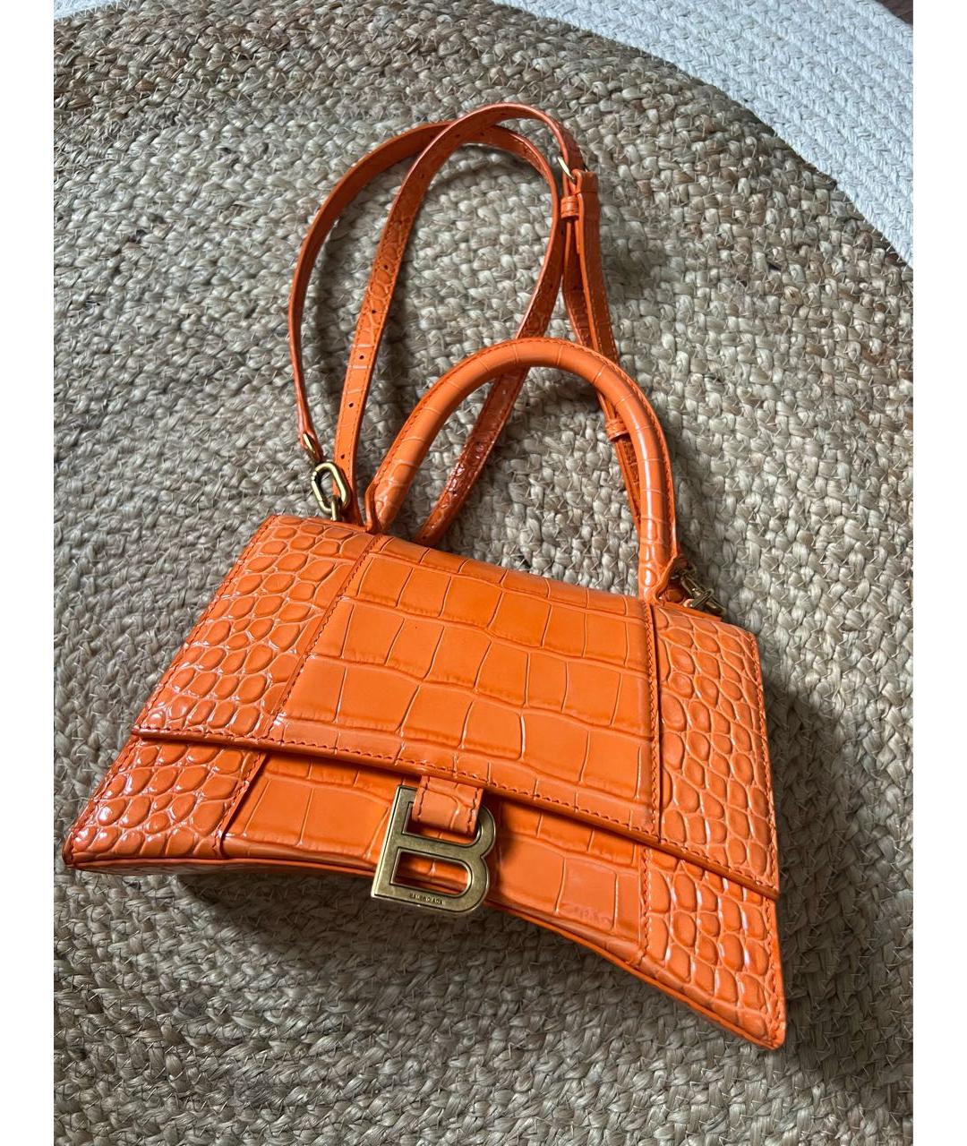 BALENCIAGA Оранжевая кожаная сумка с короткими ручками, фото 6
