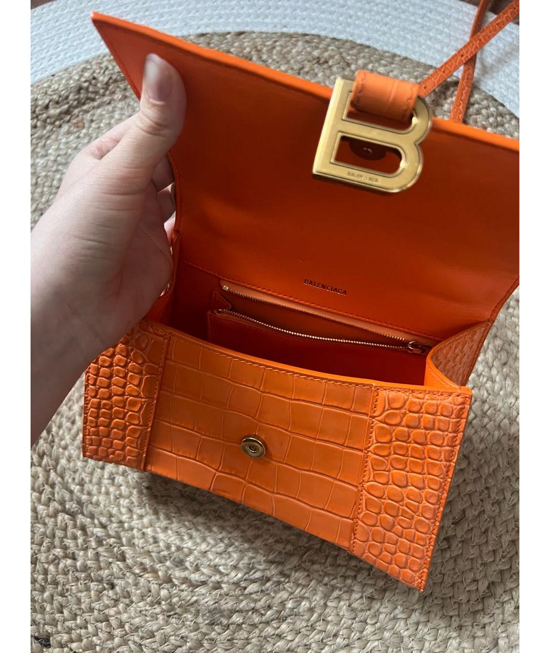 BALENCIAGA Оранжевая кожаная сумка с короткими ручками, фото 5