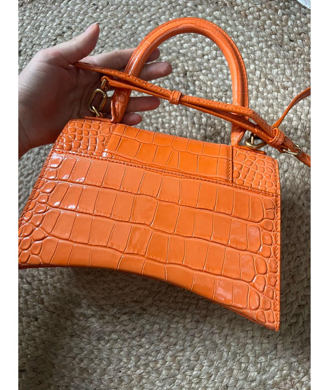 BALENCIAGA Оранжевая кожаная сумка с короткими ручками, фото 3