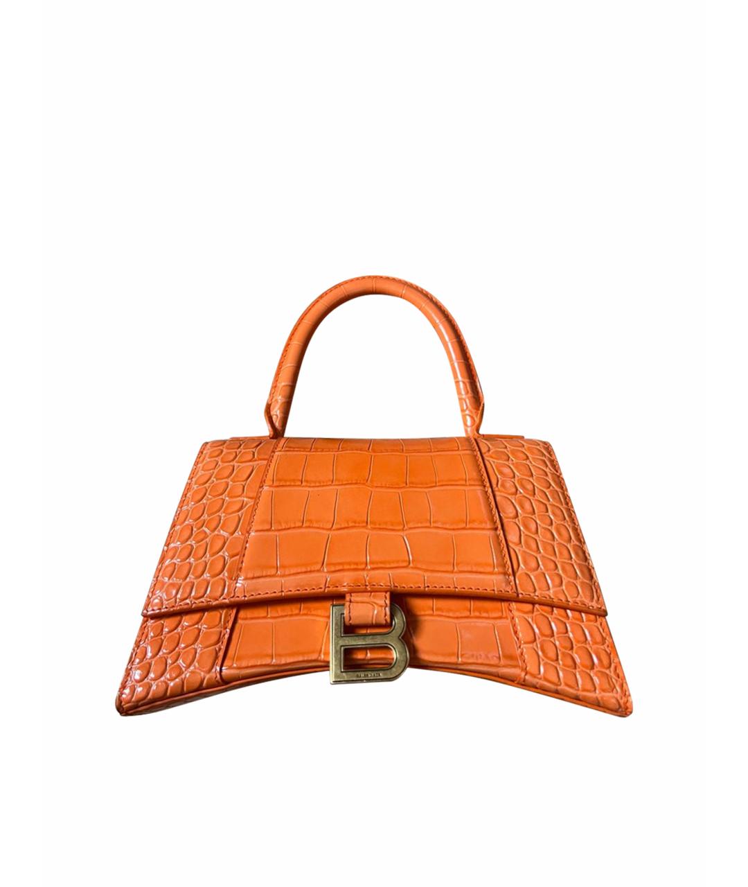 BALENCIAGA Оранжевая кожаная сумка с короткими ручками, фото 1