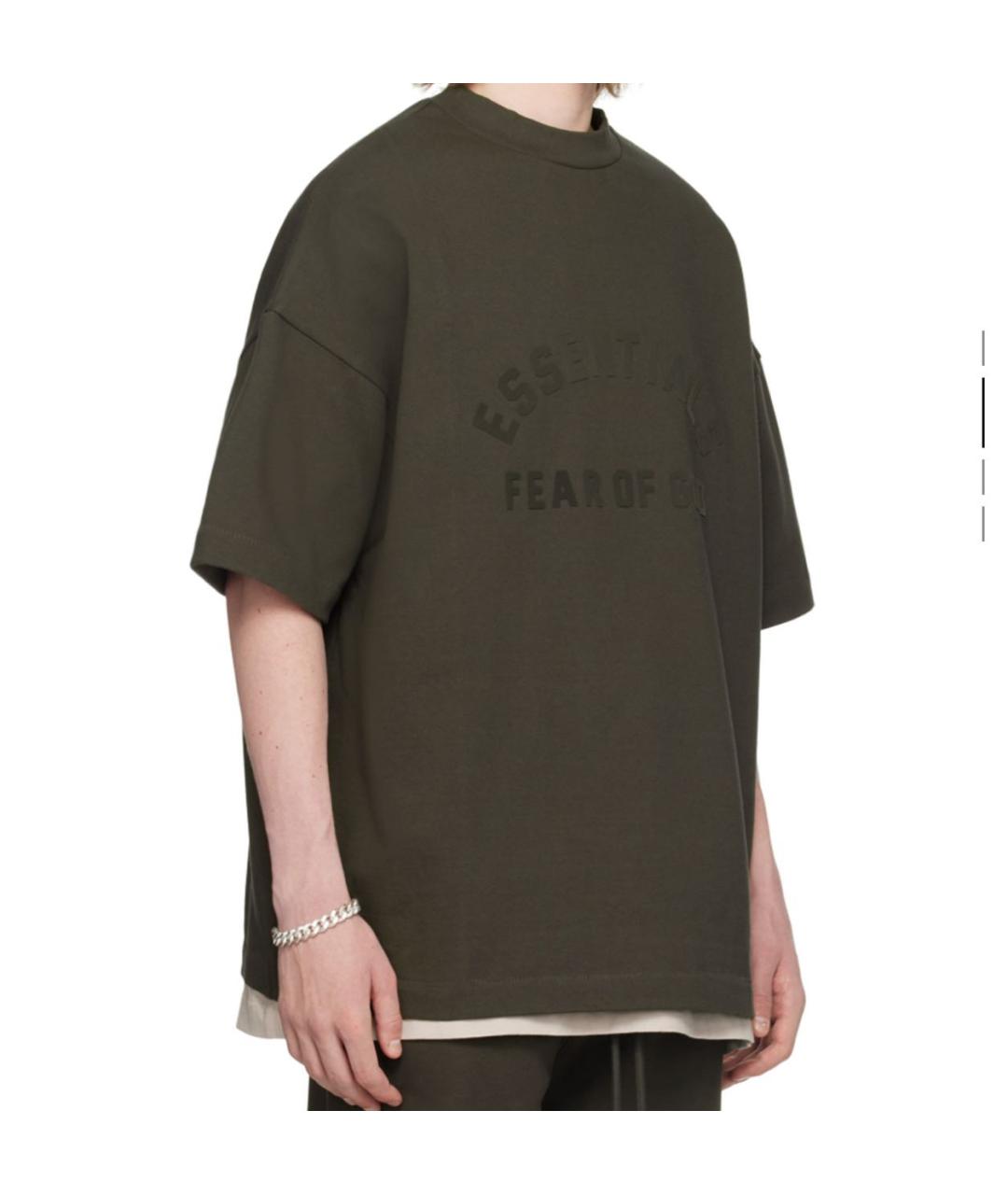 FEAR OF GOD ESSENTIALS Антрацитовая хлопковая футболка, фото 3
