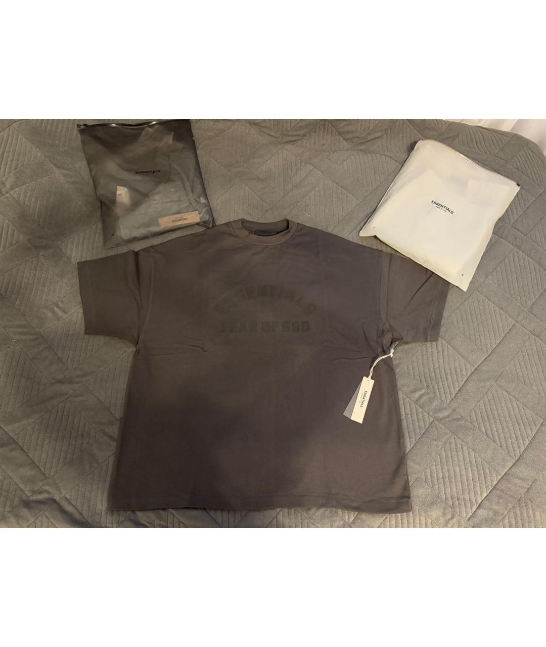 FEAR OF GOD ESSENTIALS Антрацитовая хлопковая футболка, фото 2