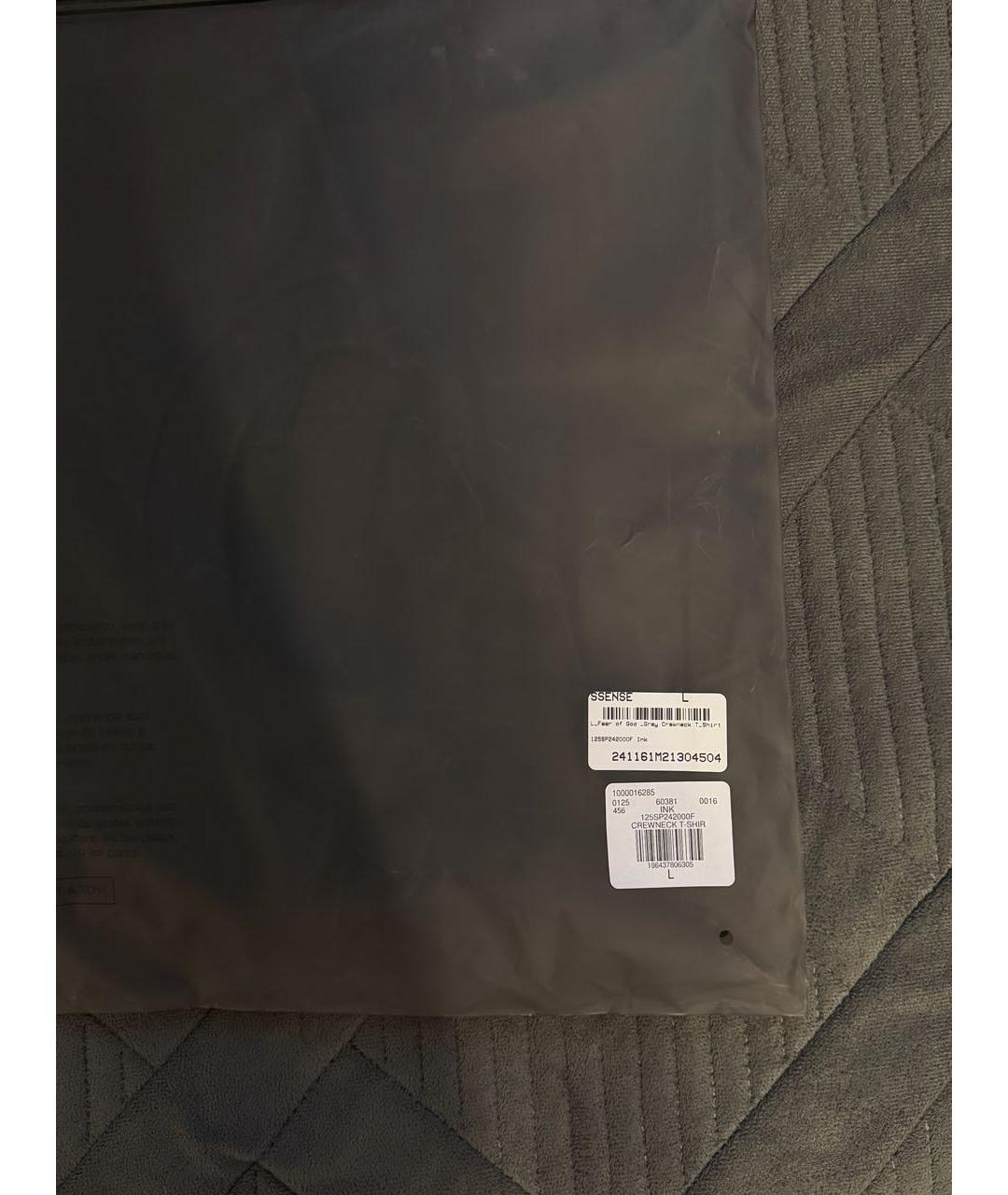 FEAR OF GOD ESSENTIALS Антрацитовая хлопковая футболка, фото 7