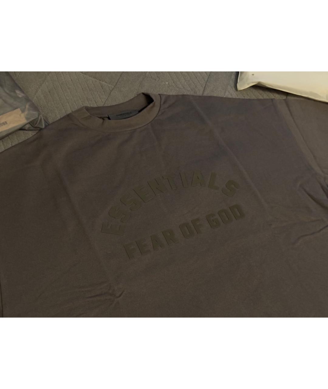 FEAR OF GOD ESSENTIALS Антрацитовая хлопковая футболка, фото 5