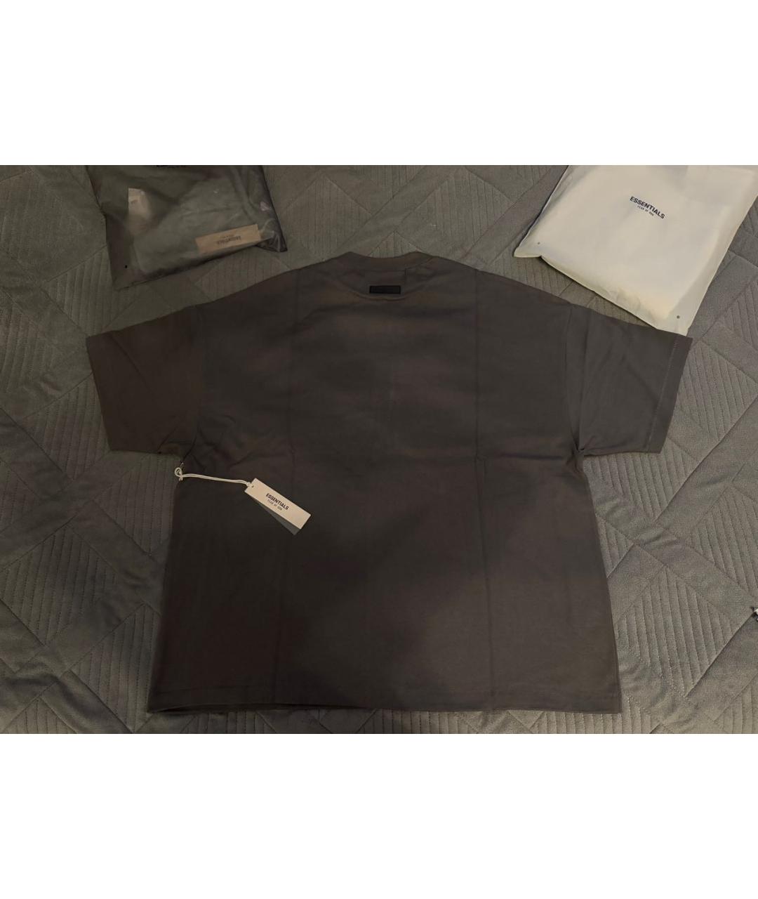 FEAR OF GOD ESSENTIALS Антрацитовая хлопковая футболка, фото 6