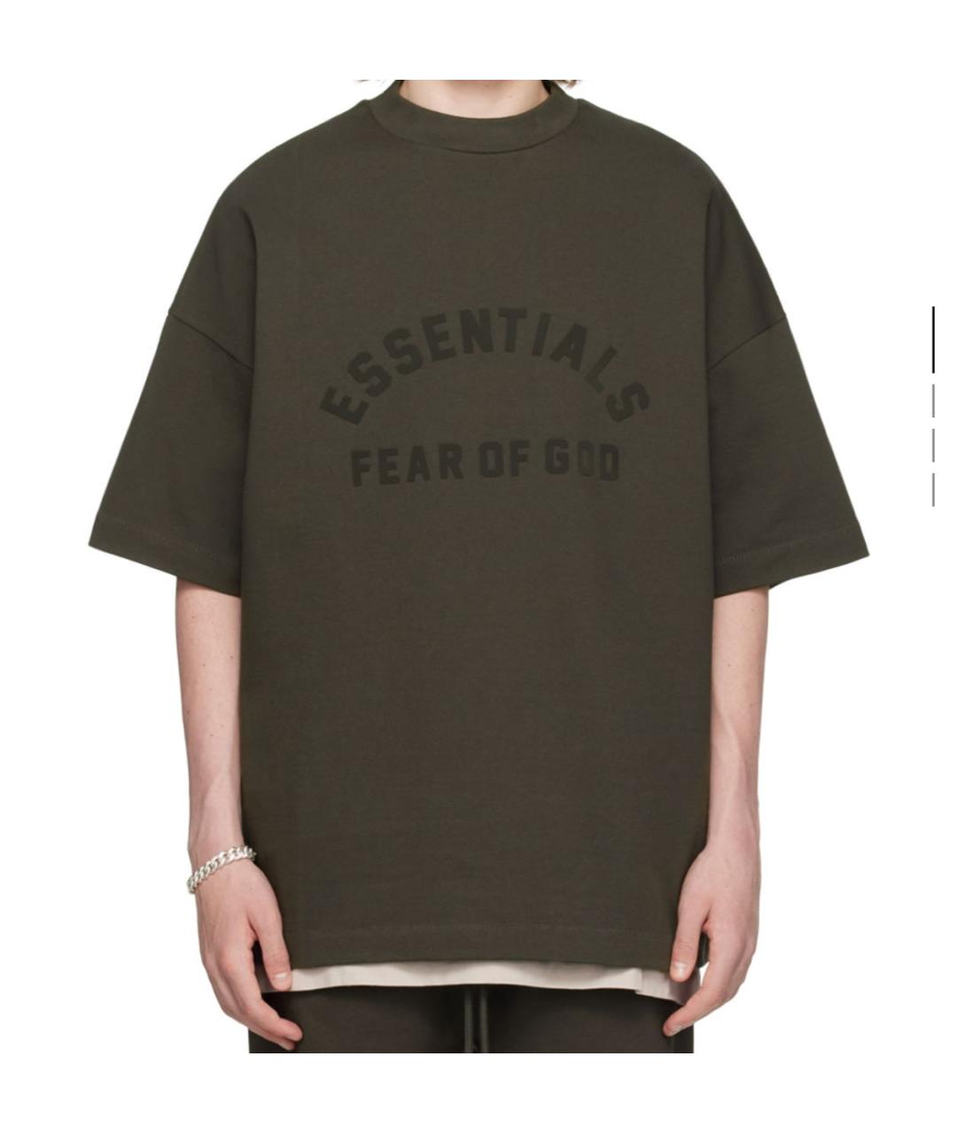 FEAR OF GOD ESSENTIALS Антрацитовая хлопковая футболка, фото 9