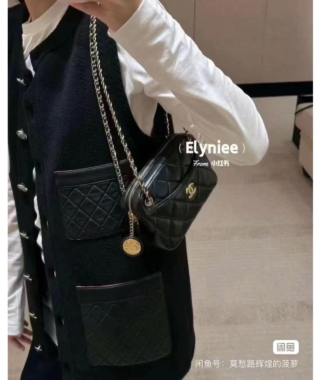 CHANEL Черная кожаная сумка через плечо, фото 4