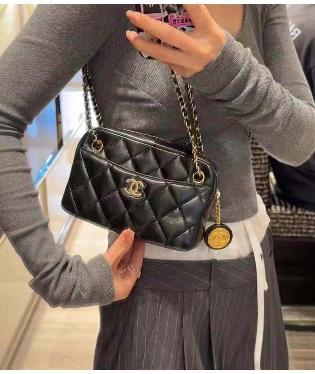 CHANEL Черная кожаная сумка через плечо, фото 3