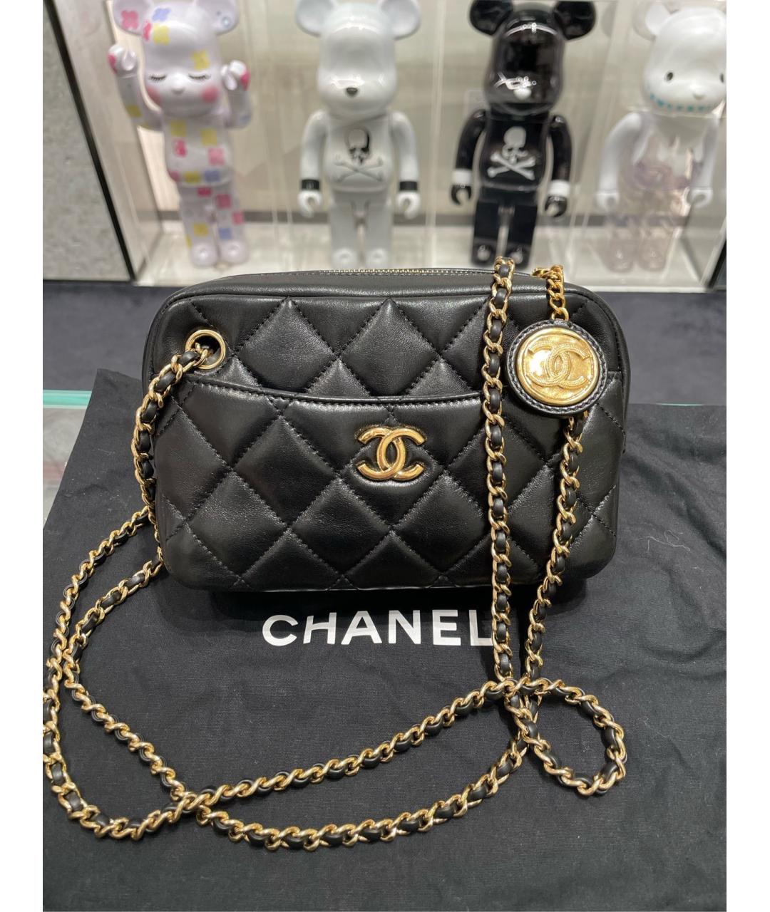 CHANEL Черная кожаная сумка через плечо, фото 5