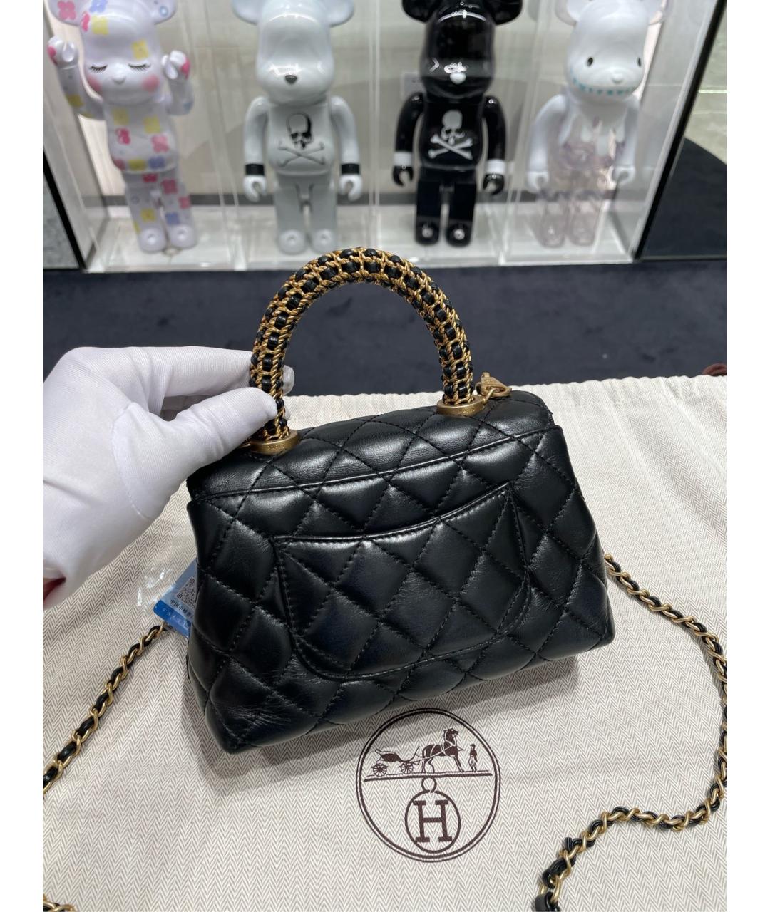 CHANEL Черная кожаная сумка с короткими ручками, фото 2