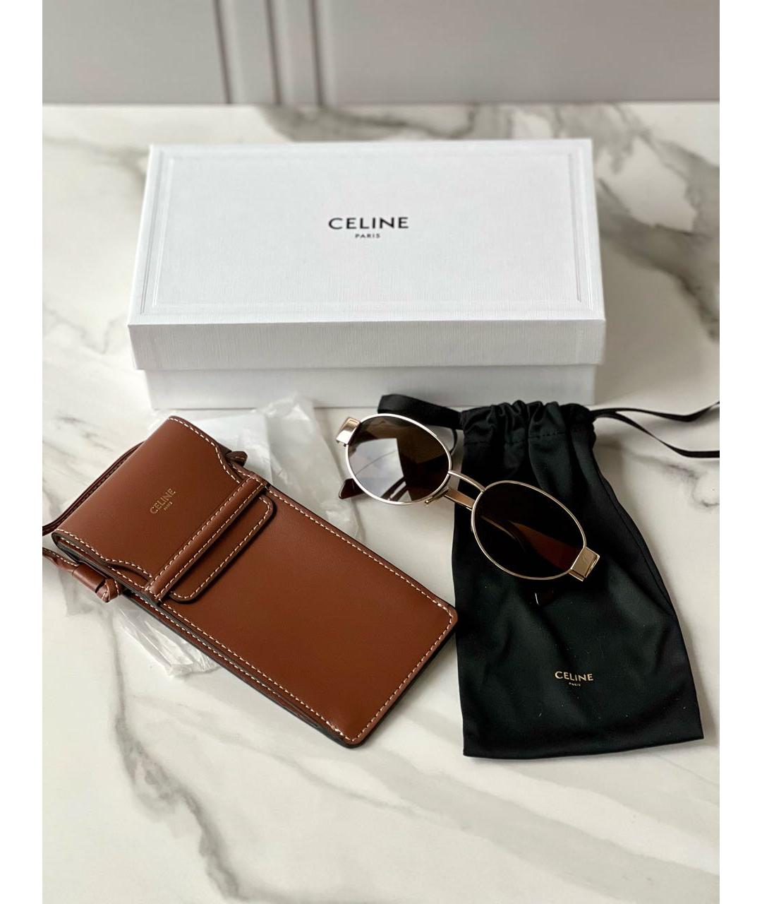 CELINE Зеленые металлические солнцезащитные очки, фото 4