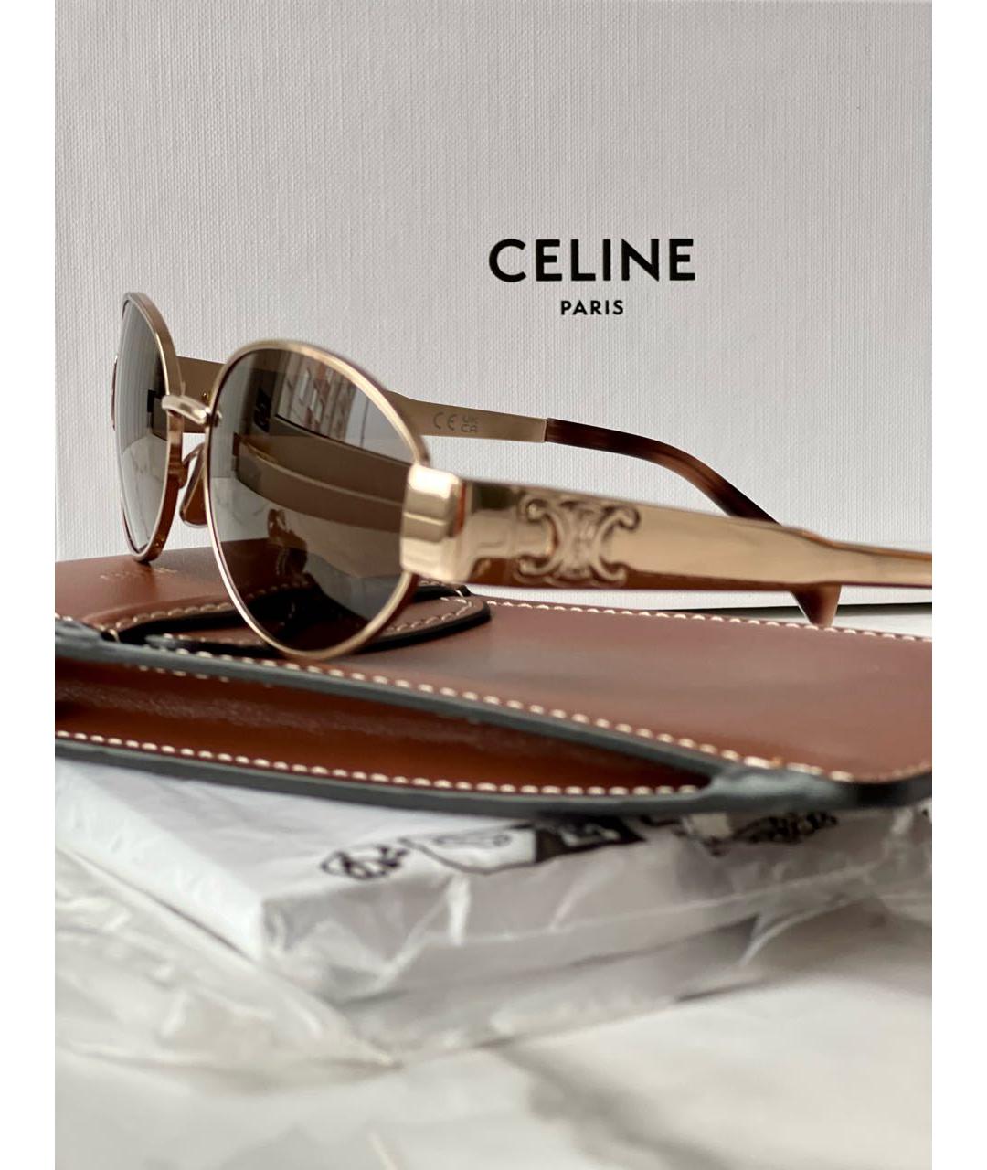 CELINE Зеленые металлические солнцезащитные очки, фото 3