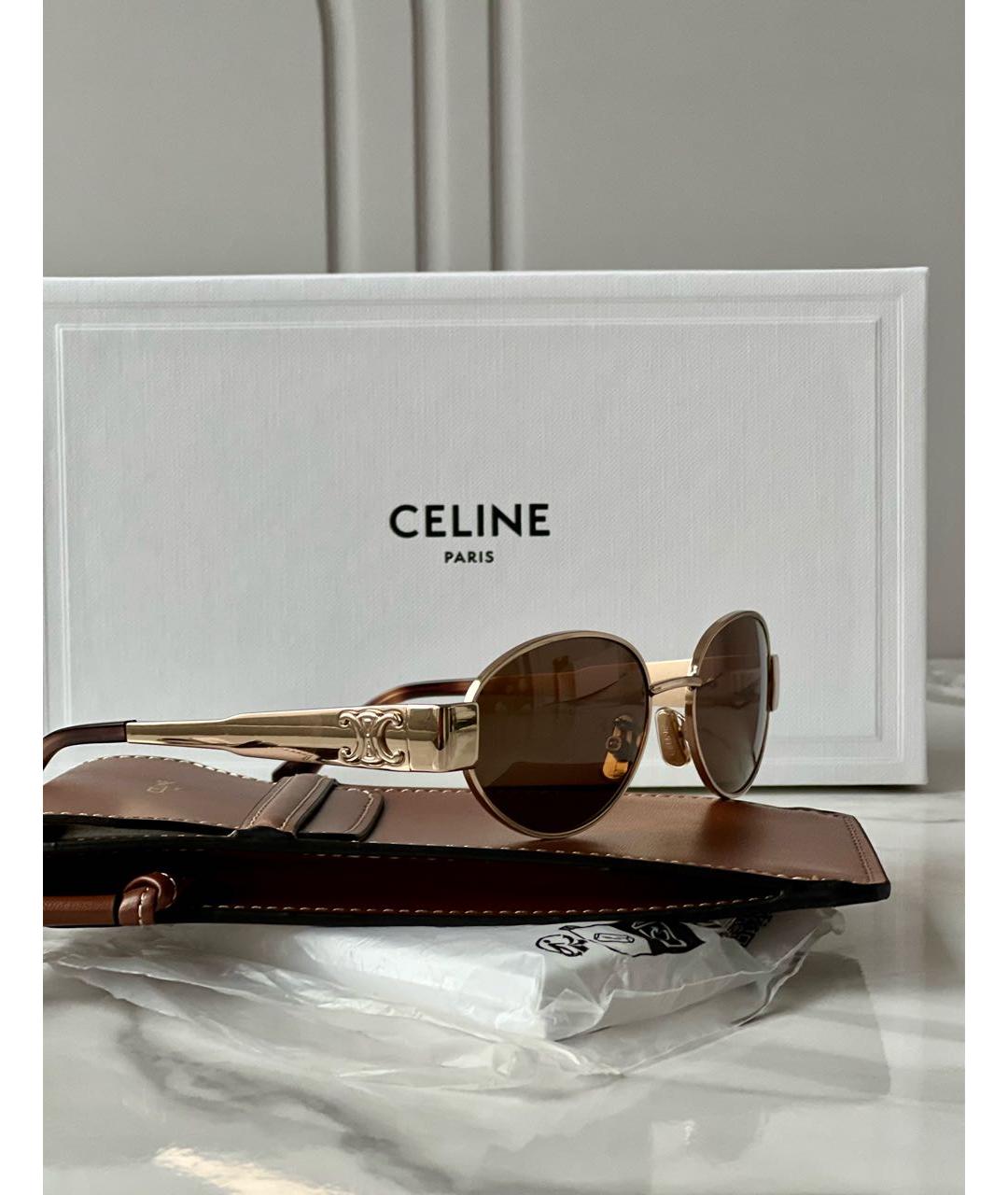 CELINE Зеленые металлические солнцезащитные очки, фото 7