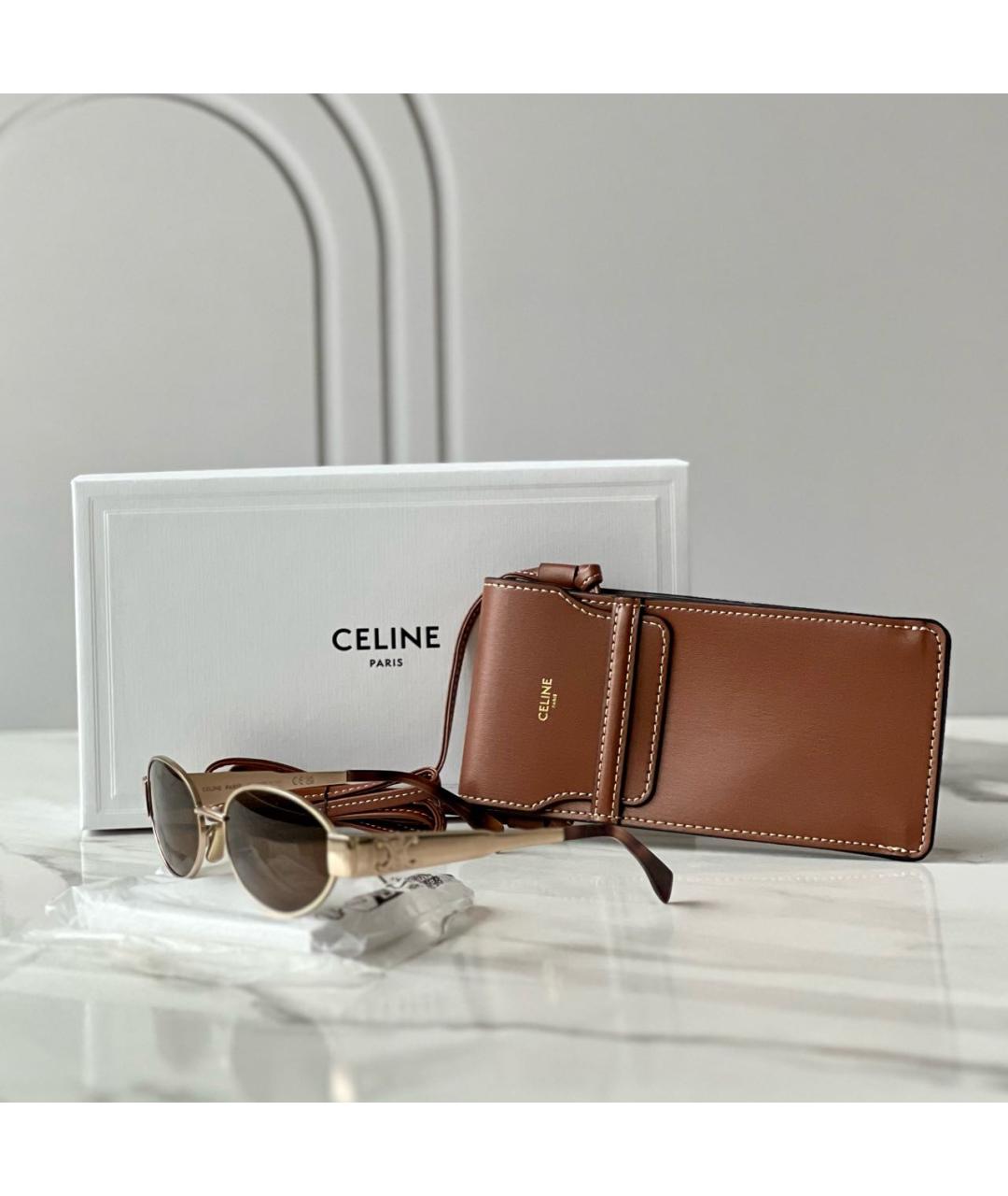 CELINE Зеленые металлические солнцезащитные очки, фото 5
