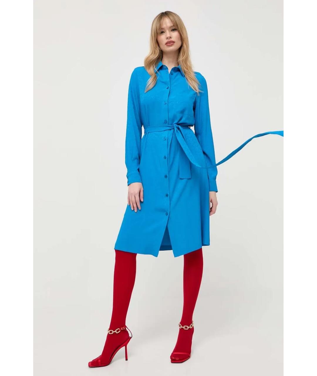 PINKO Синее ацетатное повседневное платье, фото 2