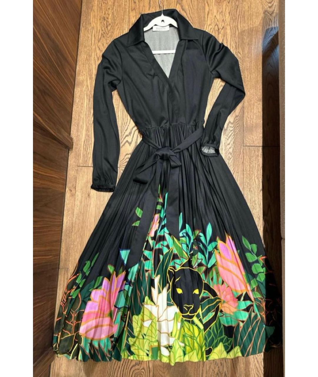VALENTINO Черное вискозное повседневное платье, фото 2