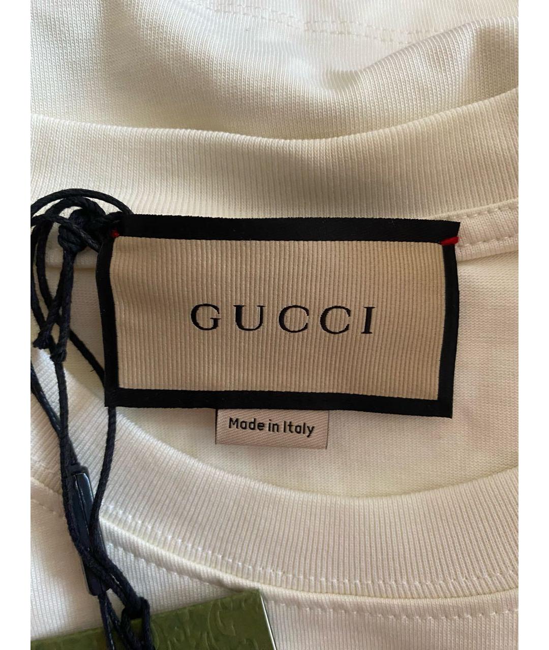 GUCCI Белая хлопковая футболка, фото 3